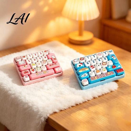 26-Key Keyboard Decor Fidget Toy Animal Theme Push Bubble Keyboard Tactile Pressing Toy Stress Relief Mini for Backpack Purse Charm