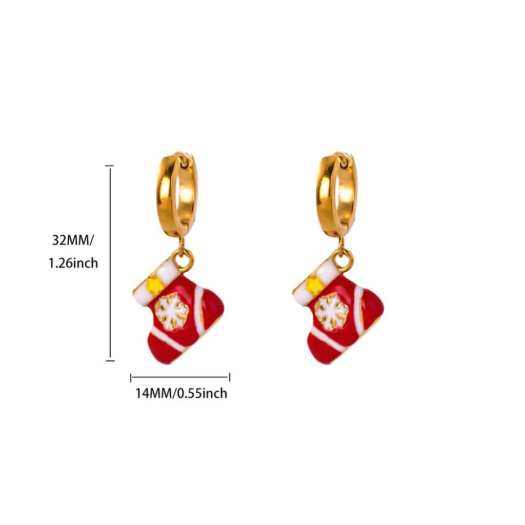 Stainless Steel Christmas Earrings Funny Christmas Hat Boots Crutch Santa Claus Earring Xmas Holiday Jewelry Gift For Women Men