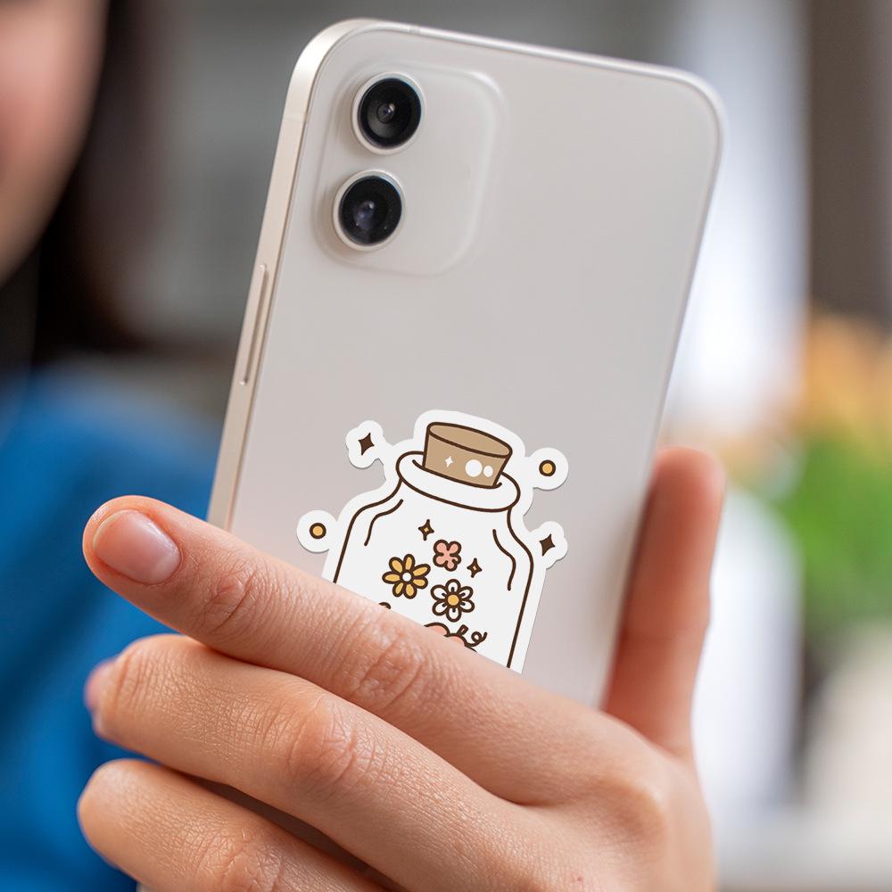 50 Cute Halloween Ghost Stickers - Waterproof Decor for Phones & Bottles