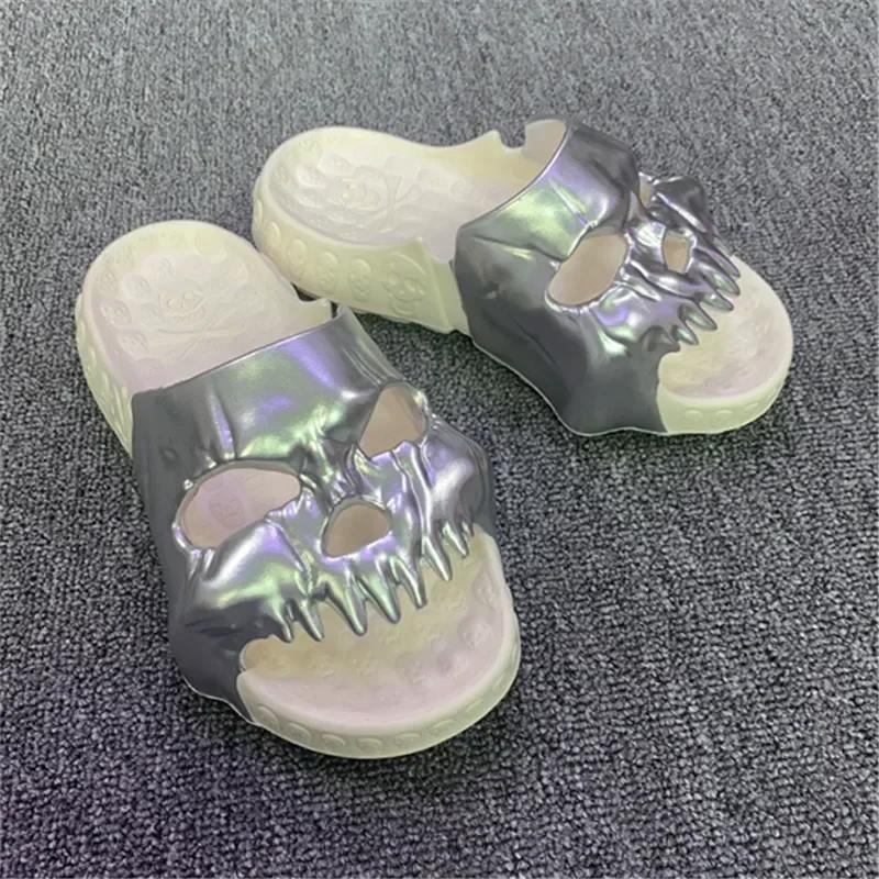 Totenkopf Pantoffel Dämon Y2k Plateau Wolke Sommer Strandsandale Pantoletten Flip Flop Herren Männlich Rutschfest Indoor Outdoor Weicher Schuh Zuhause 2025