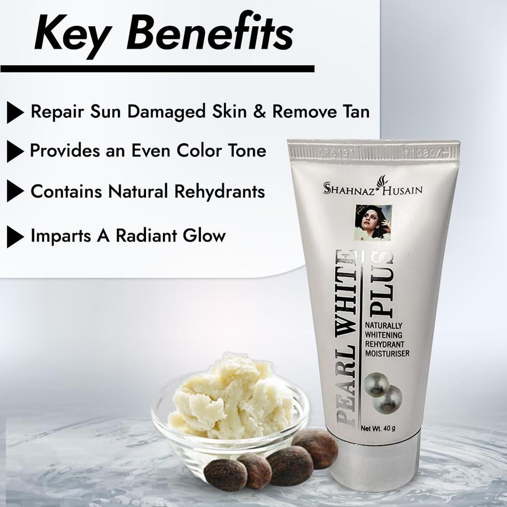 Shahnaz Husain Pearl Cream Face Moisturizer Radiance Glow Cream for Smooth Even Tone Daily Skincare 40g Hydrating Glow