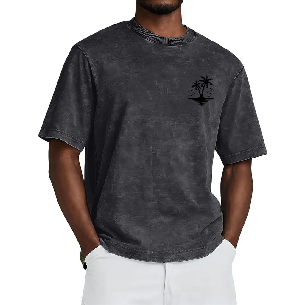 Short Sleeve Crew Neck T Shirt with Tree Print Loose Fit Casual Top for Everyday Wear Unisex Design Comfortable Material