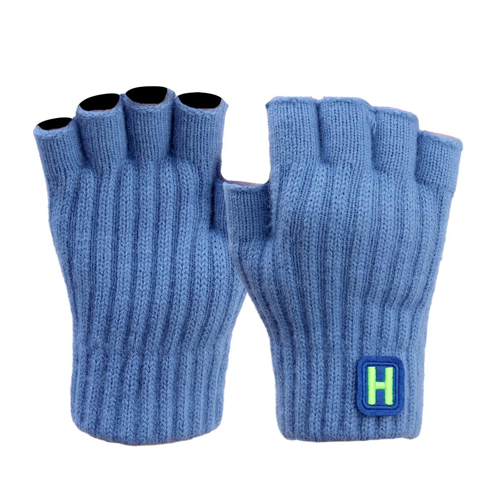 2020New Autumn And Winter Knitted Warm Half Finger H-label Gloves With Sliding Screen Fashion Men's Sports Mittens Warmth Cold-proof