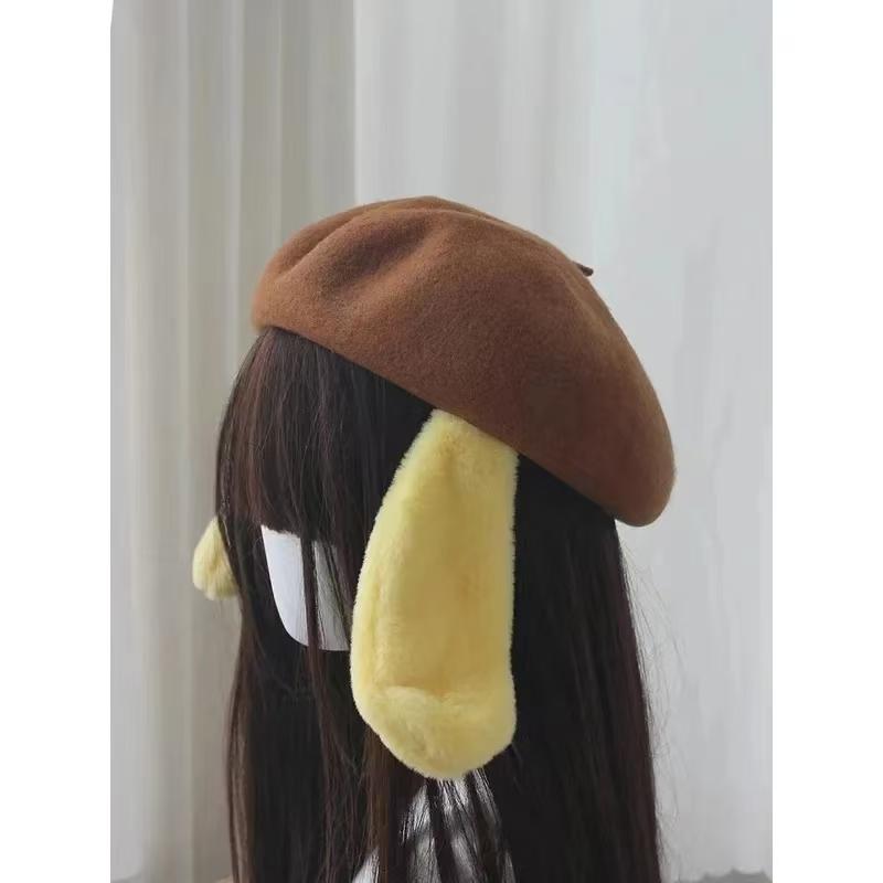 JK Lolita Japanese Childlike and Cute Kawaii Dog Ears Yellow Hat Pompoms Accessories Cosplay Hair Accessories Women Girls byHapp
