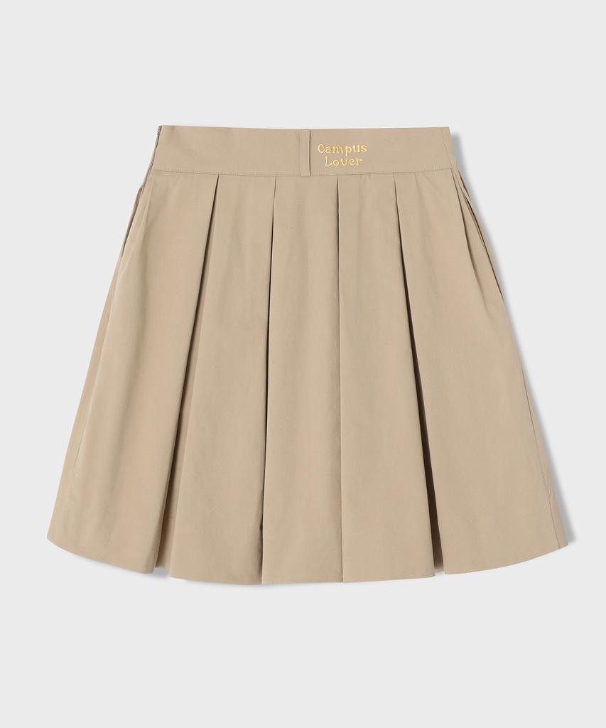 Concept College Campus Rubber Beige Flare Midi Skirt [Women'S]