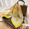 Luxury Designer Yellow Floral Square Print Scarf Women Silk Scarves Bandana Hijab Neckerchief Shawl Kerchief Hair Band Foulard