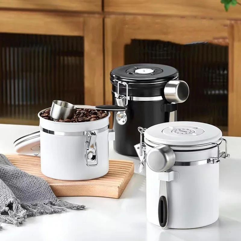 Stainless Steel Coffee Beans sealed jar Vacuum Storage Container Large Capacity Grains Tea Nut Snack Keep Fresh Storage Jar