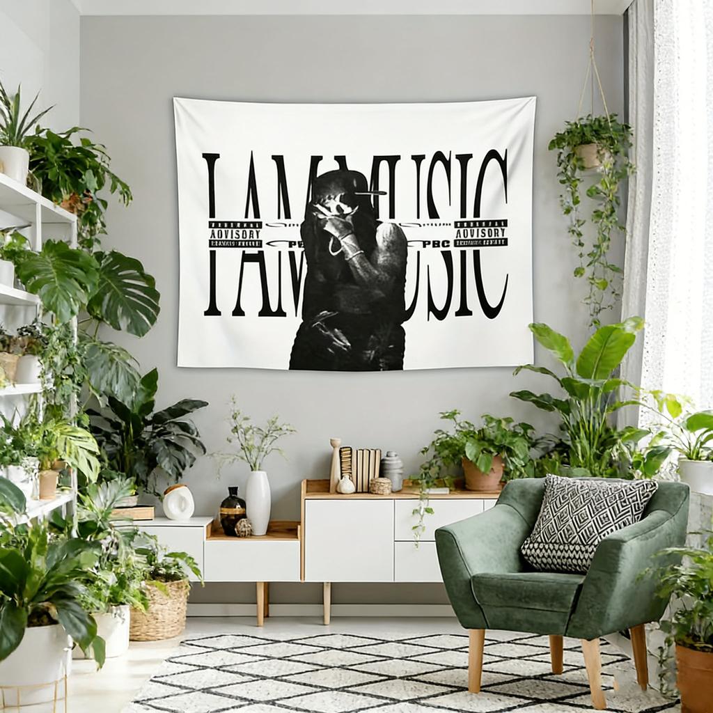 Playboi Carti I AM MUSIC Album Arazzo Tracklist Appeso a Parete BeigeMarrone Decorazione per Camera da Letto Stanza dello Studente Regalo per Fan Hip Hop