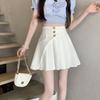 Summer High Waist Cotton Blend Asymmetric Pleated Skirt For Women