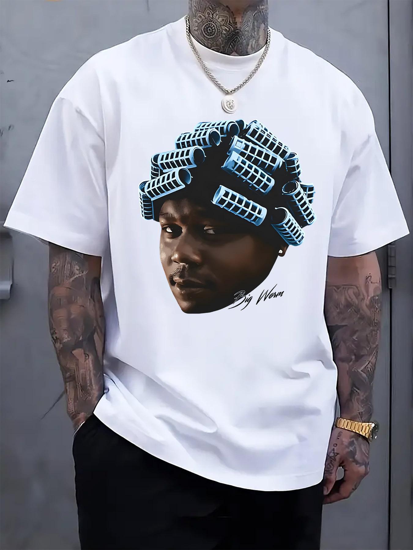 

Big Worm Graphic Print Short Sleeve T-shirt - Black Regular Fit Casual Summer Tee with Urban Streetwear Design XXXXL