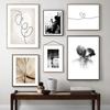 Abstract Line Figure Poster Wall Art Canvas Print Painting Minimalist Retro Black and White Home Decor Bedroom Backdrop Pictures