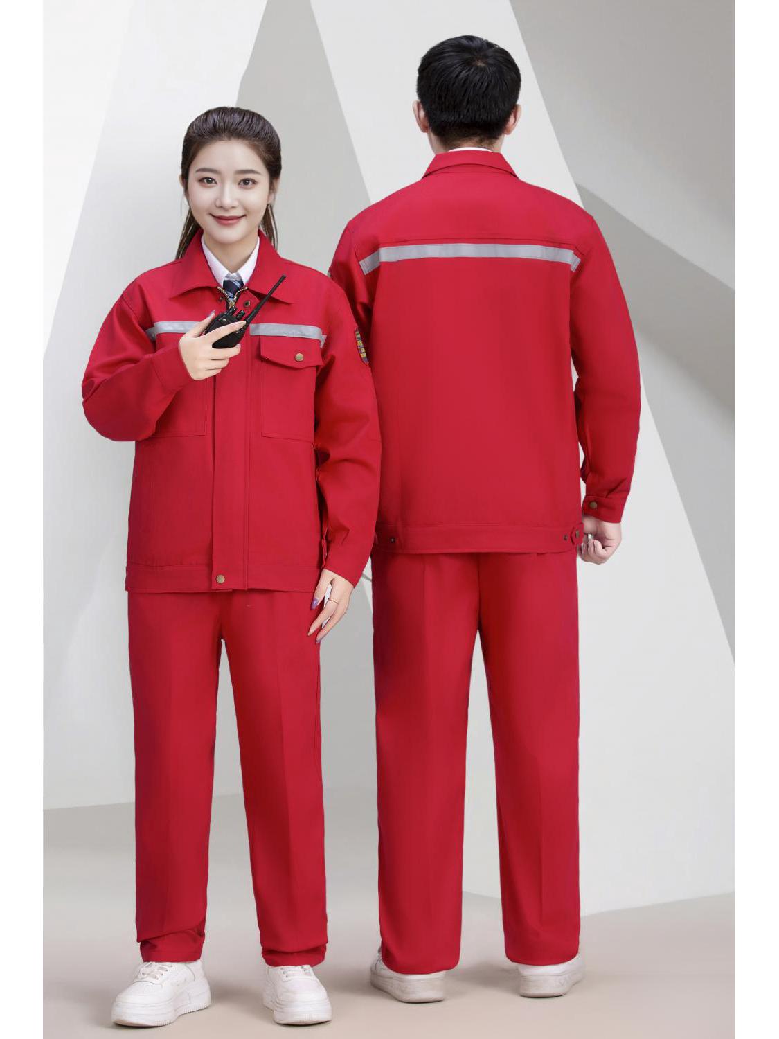 

Комплект огнестойкой светоотражающей рабочей одежды с индивидуальной вышивкой для весны и осени S ярко-красный