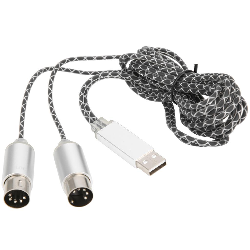 70.9in MIDI Cable to USB IN OUT Converter Cable with Indicator Light FTP Processing Chip Metal Shell