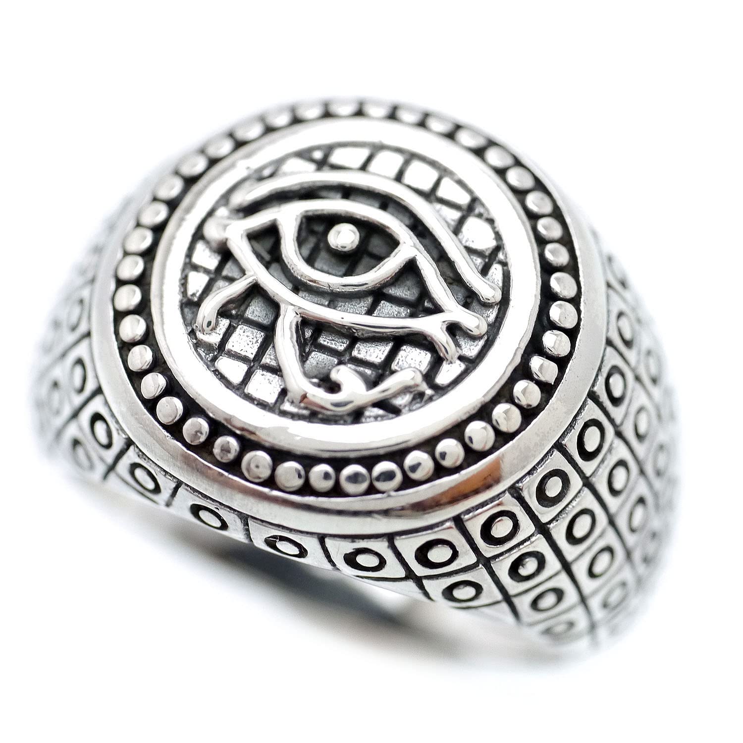 

Silver One Men s 925 Sterling Silver Eye of Horus Ring, Round, Left Eye, Eye of Wedjat, Size 19