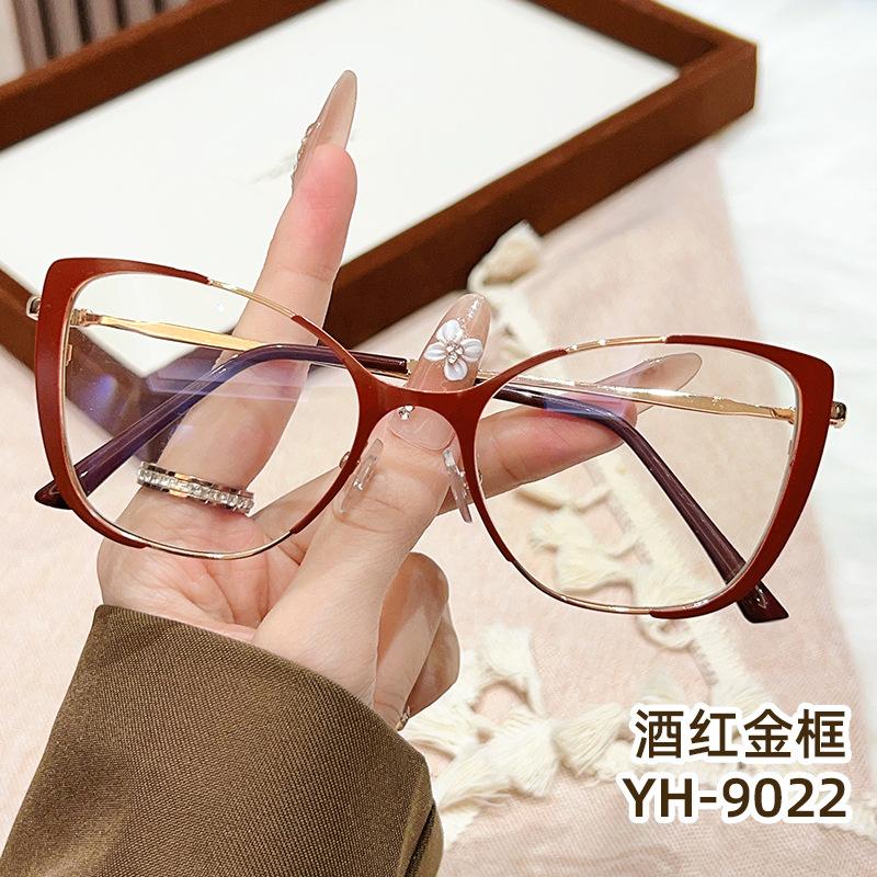 New Internet celebrity no makeup glasses women's fashion casual trend metal optical mirror frame student cat eye versatile