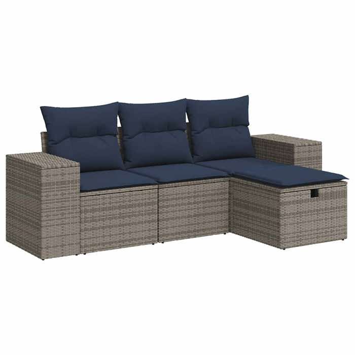 VidaXL Salon de jardin 4 pcs avec coussins gris résine tressée 3325657