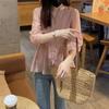 Spring Summer Solid Color Waist Shirt Commute 3/4 Sleeve Female Clothing Single-breasted Stylish Folds Spliced Drawstring Blouse
