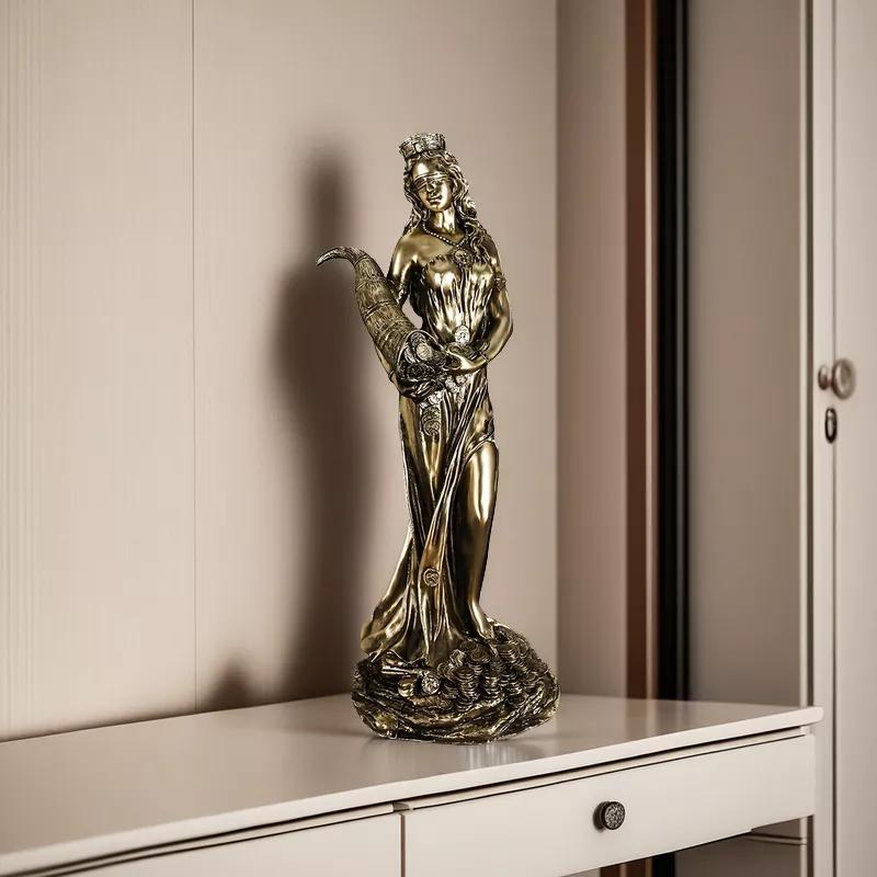 Tyche Heykeli Antik Yunan Zenginlik Tanrıçası Heykeli Heykel Açılış Hediyesi Yazar Kasa Ofis Şanslı Dekorasyon Bereket Süsleri