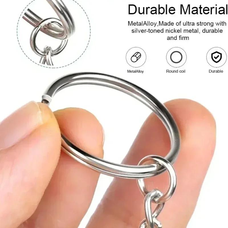 50/500 Piezas Llavero Metálico Plateado Llavero en Blanco Anillas Divididas con Cadena Hebillas de Escalada Accesorios para Llavero Mosquetón