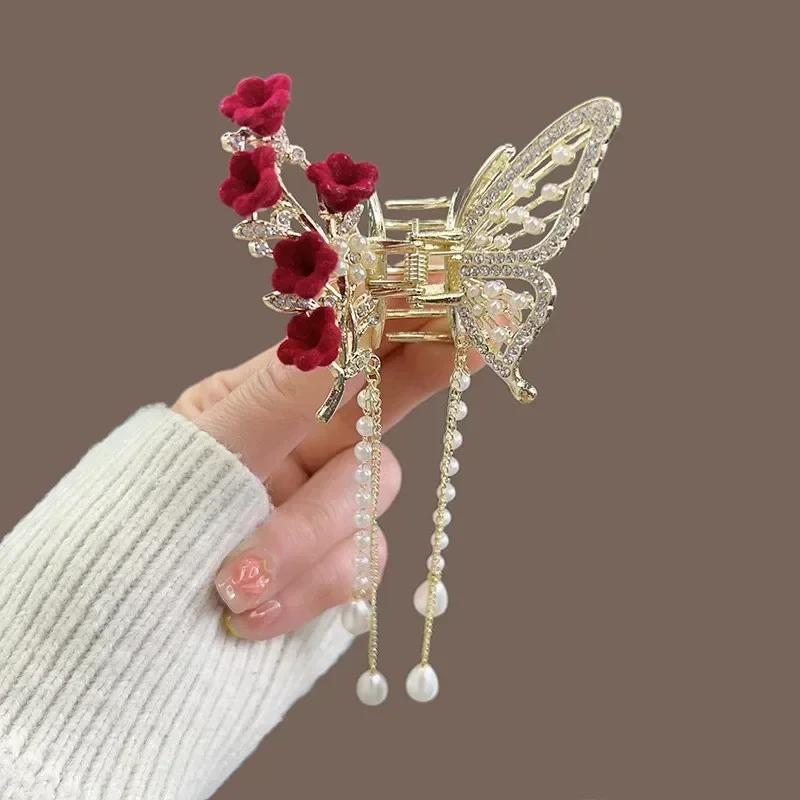 Shark Crab Clips Girls Hairpin Hair Accessories Korean Women Crystal Simple Hair Clip Butterfly Pearl Tassel Hair Clip