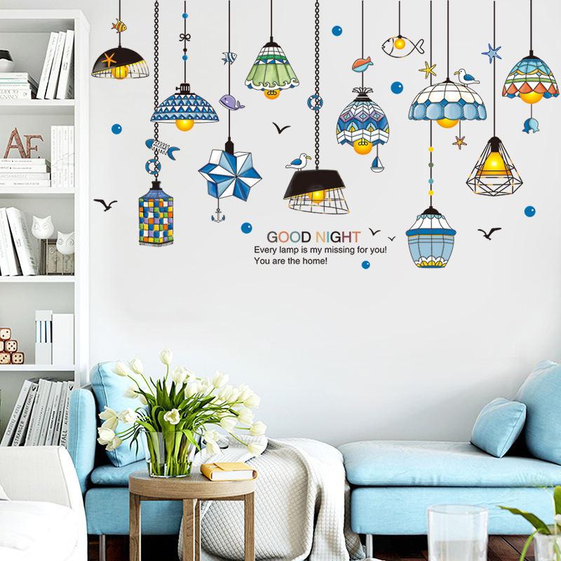 XY9001 Creative Nordic Ins Style Wall Decorative Wall Stickers Self-adhesive Wallpaper Chandelier Bedroom