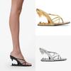Spring New Show Teeth Special-shaped and Women's High-heeled Slippers Catwalk Slope Heel Cross