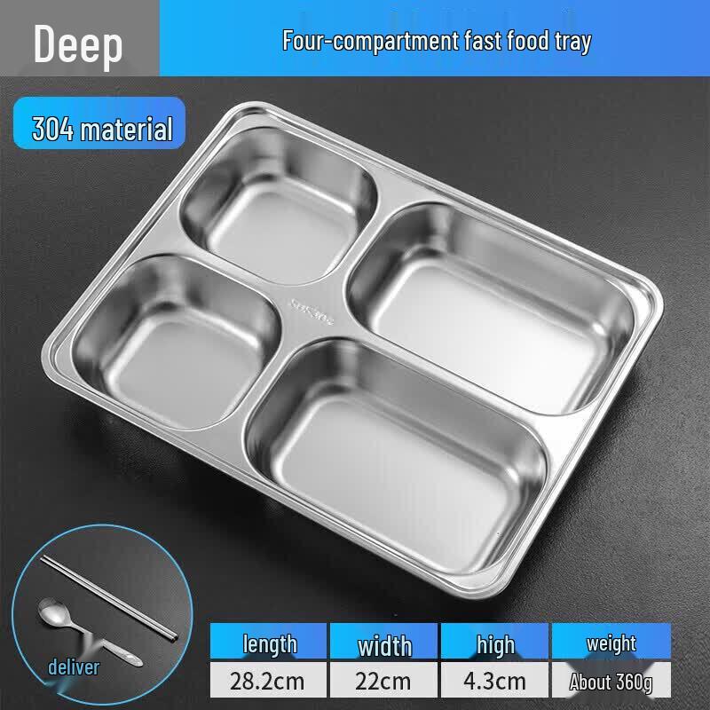 

Stainless Steel 4-Compartment Divided Meal Tray