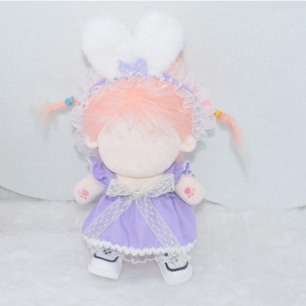 Changing Dressing Game Lace Dress Suit Plush Rabbit Ear Headsress  10CM/20CM Doll