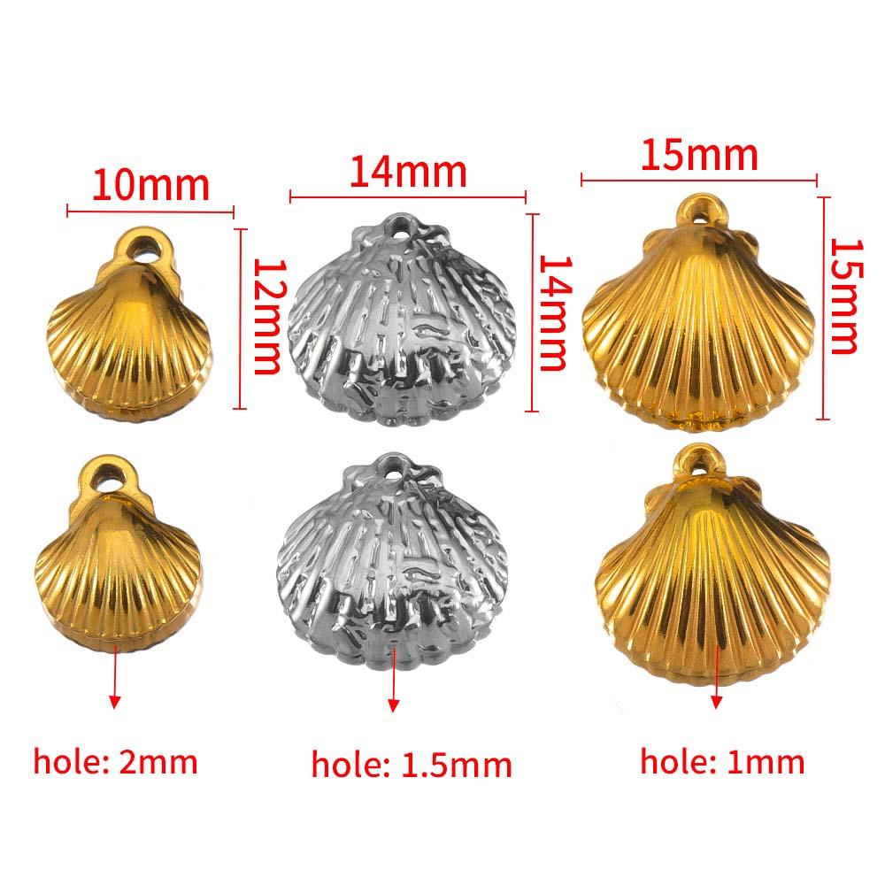 10pcs Striped Sea Shell Pendant Stainless Steel with Hole Bracelet Bohemia Earring Necklace Charm DIY Jewelry Making Wholesale