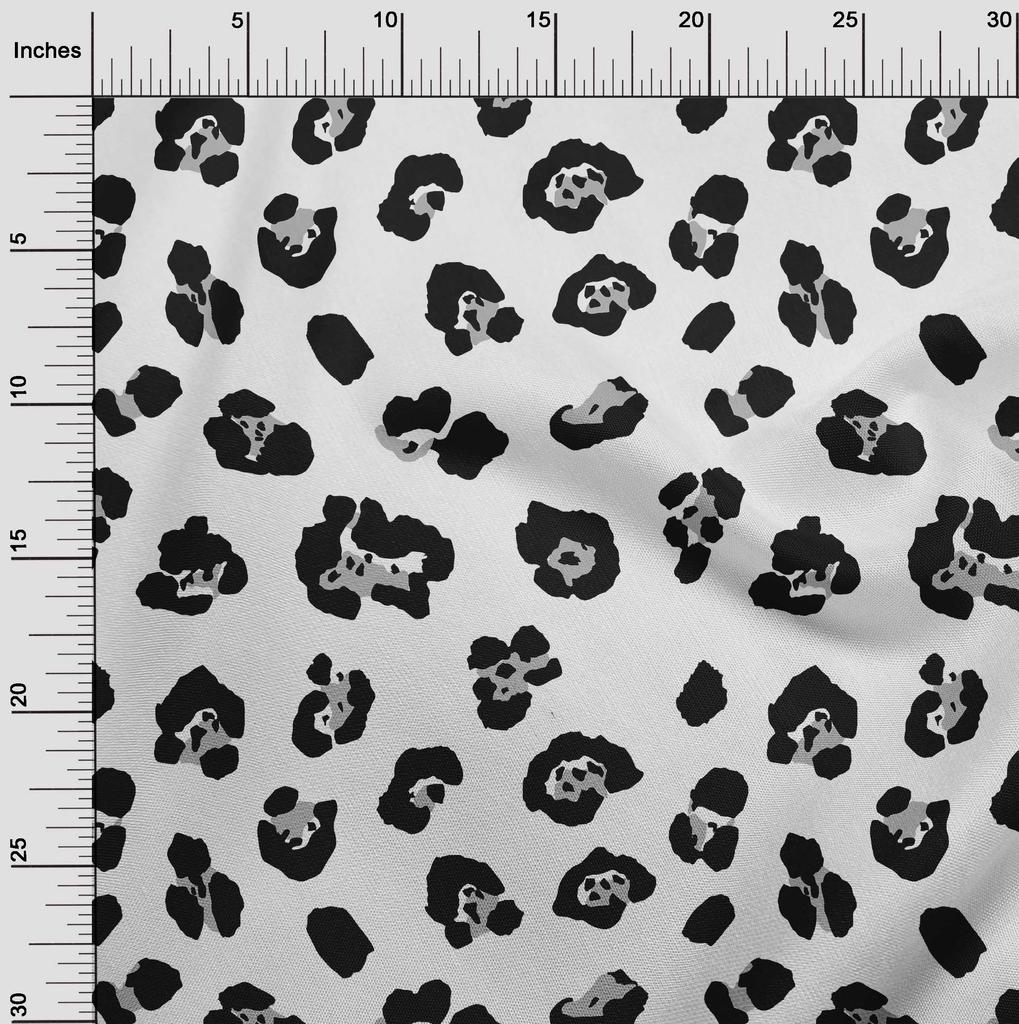 oneOone Bawełniana Popelina Czarna Tkanina Leopard Skóra Zwierzęca Materiał na Sukienkę Tkanina Drukowana Na Metry 42