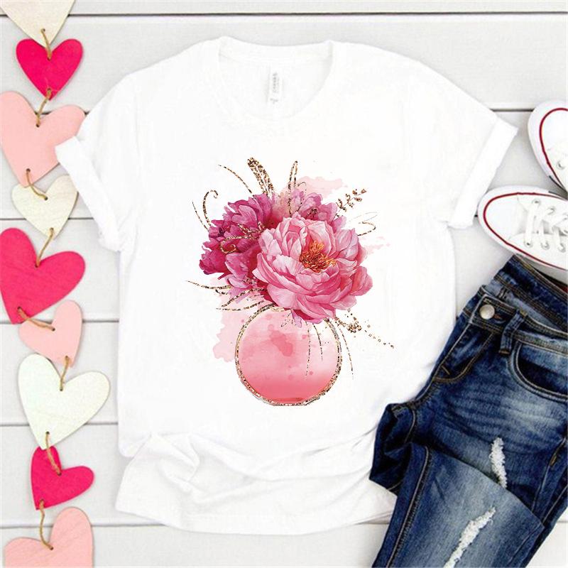 

Women Tees Korean Fashion Cartoon Heart Print Summer Basic Female Clothes New Tops Short Sleeve O-Neck Tshirts Graphic T-Shirt XXXL білий