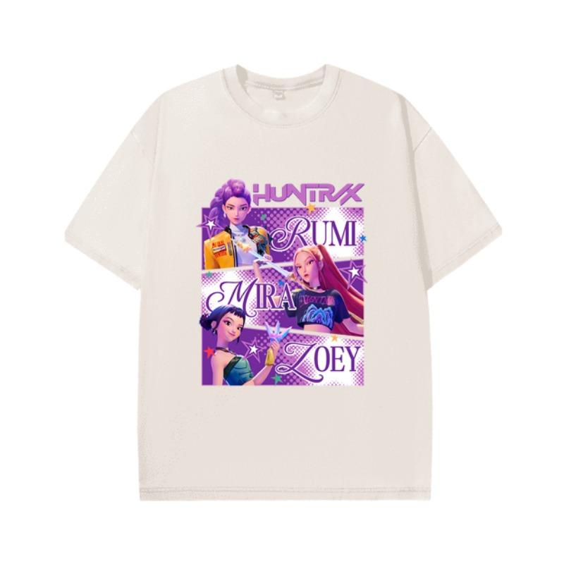 Street-style Women's Cotton Washed T-shirt, Popular Anime Printed Top, Loose O-neck Soft Short-sleeved Women's Clothing