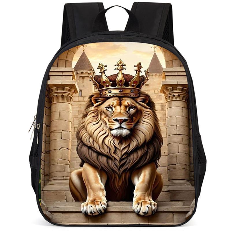 Großes Fassungsvermögen Löwe 15-Zoll Oxford-Stoff Schulrucksack für Kinder Leicht und Ergonomisch