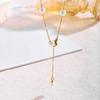 Adjustable Titanium Steel Necklace with Imitation Pearl for Women - Geometric Clavicle Chain