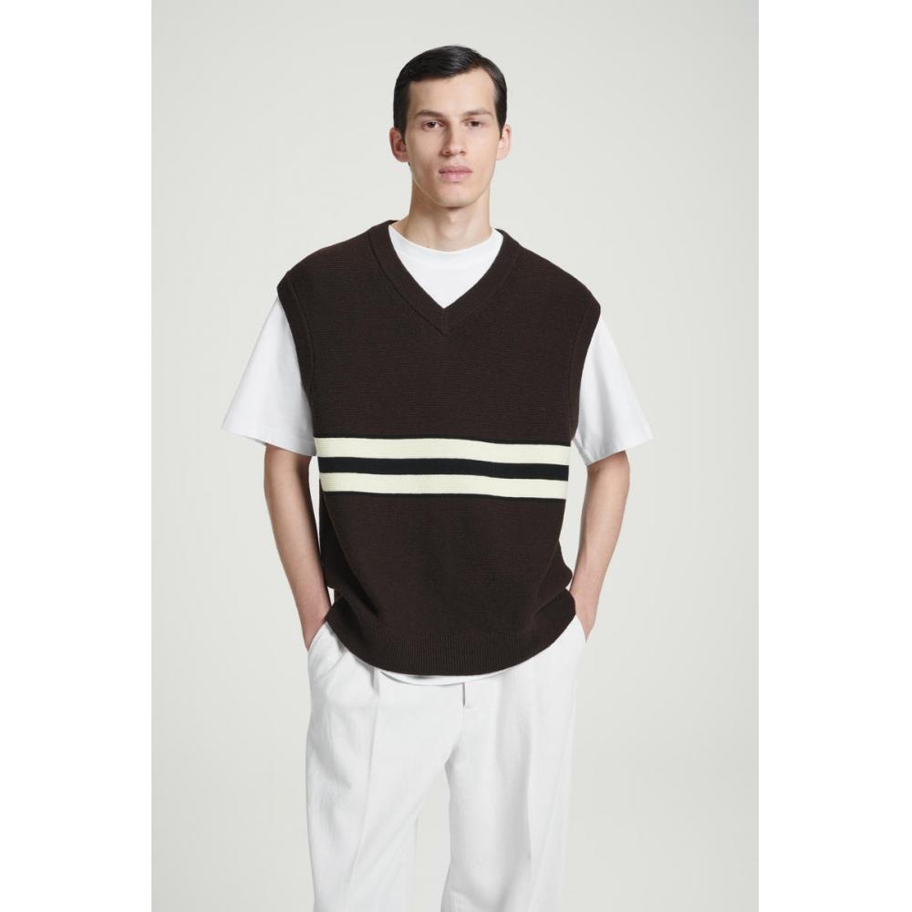 

Cos Japan Double Stripe Knit Vest dark brownstripe/XS