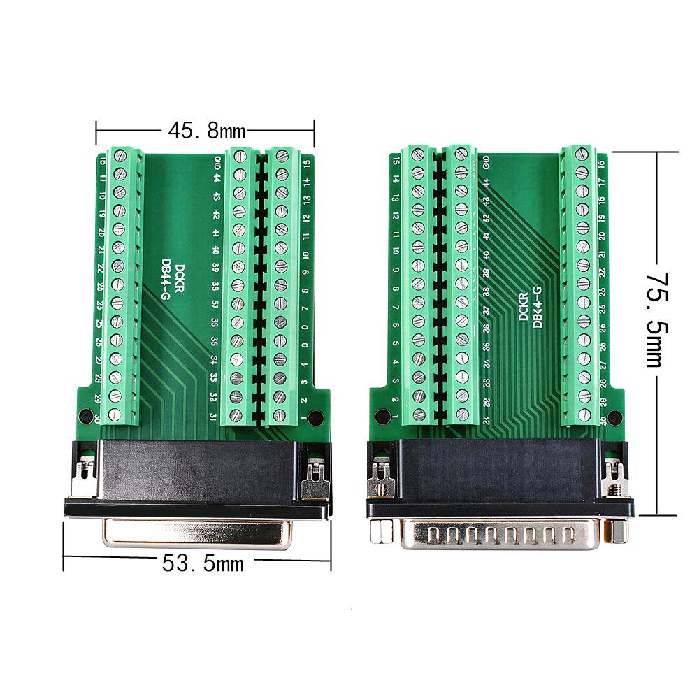 DB44 Solderless Male & Female Plug, 3-Row 44-Pin D-SUB P Adapter Terminal Board