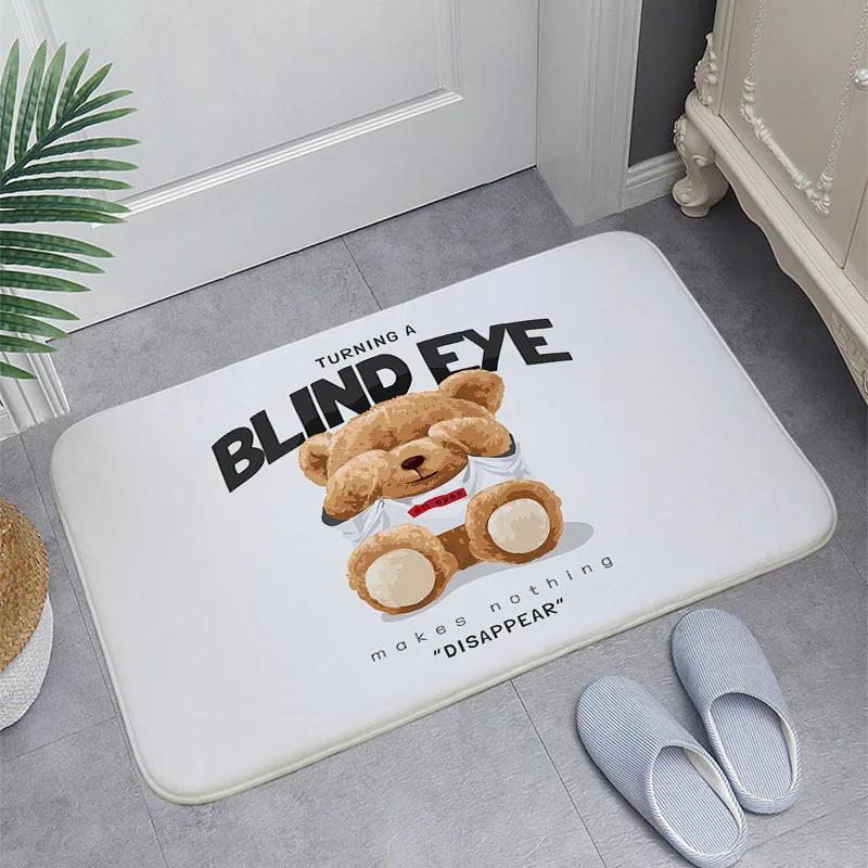 Adorable Cartoon T-Teddy Bear Carpets Welcome Rug Bedroom Leisure Area Carpet Sofa Soft Floor Mat Bedside Non-slip Rugs Doormat