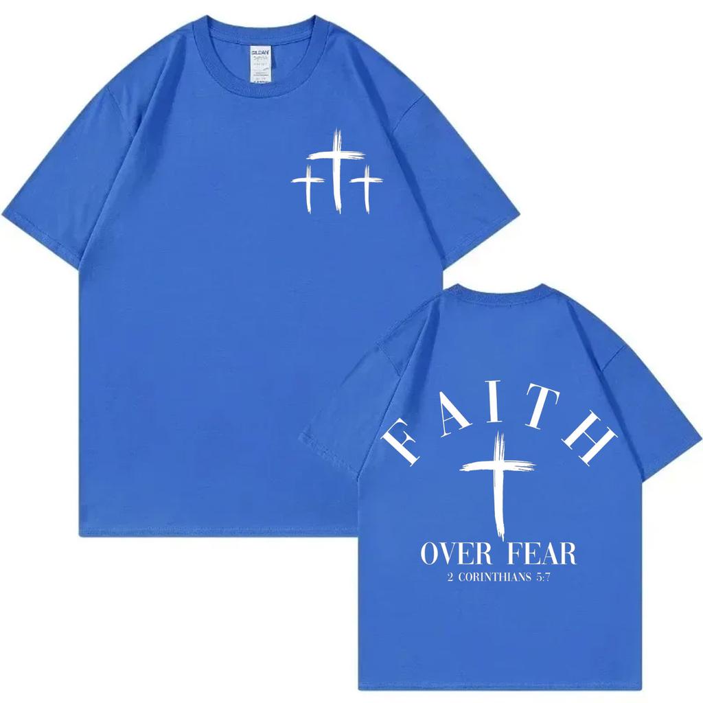 Faith Over Fear Christian Tshirt High Street Fashion Trend Short Sleeve Tshirts Men Women Summer Casual Cotton Loose T Shirts