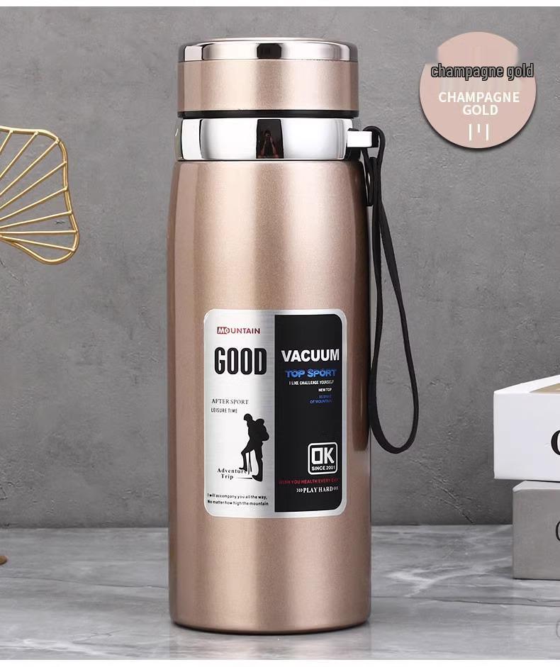 Large 316 Stainless Steel Thermos Mug, Portable Car Water Bottle, Student Cup, Outdoor Tea Infuser for Men & Women