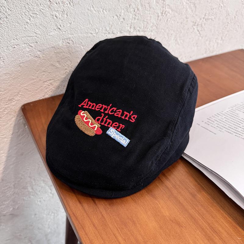 Hot Dog Embroidered Forward Hat For Women Spring Summer Autumn Winter Black
