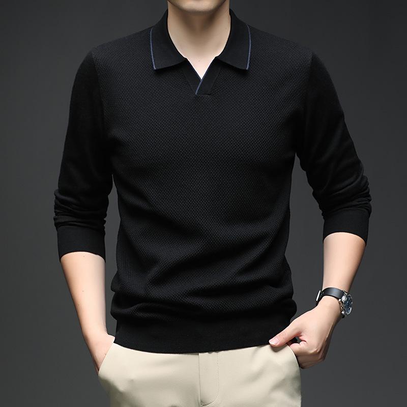 Men's 2025 Autumn/Winter Casual Knitwear: Fashionable Thin Long-Sleeve Loose Fit Sweater T-Shirt