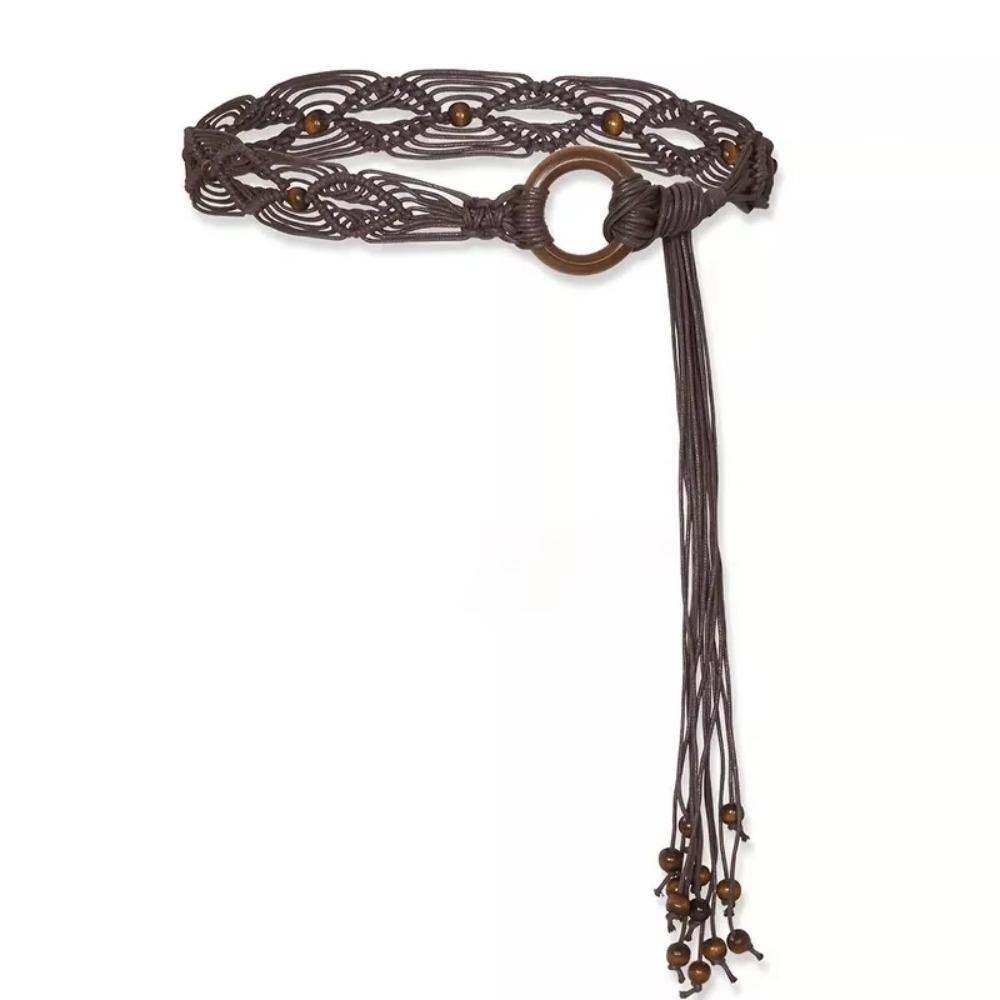 Retro Knotted Tassels Waist Belts Bohemia Style Tie Strap Belt  Dress Waistband Accessories