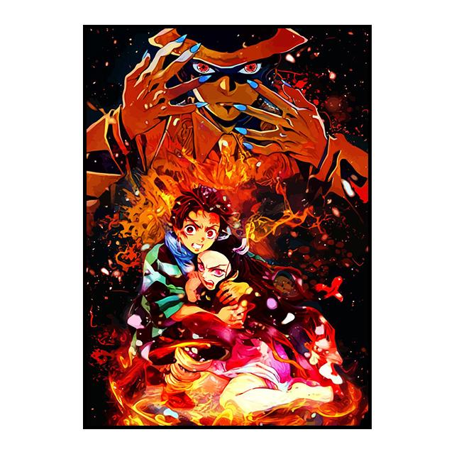 Affiche d'anime Demon Slayer Kamado Tanjirou Décoration murale Agatsuma Zenitsu Peinture décorative Art mural Image Décoration d'intérieur Cadeau Sans cadre