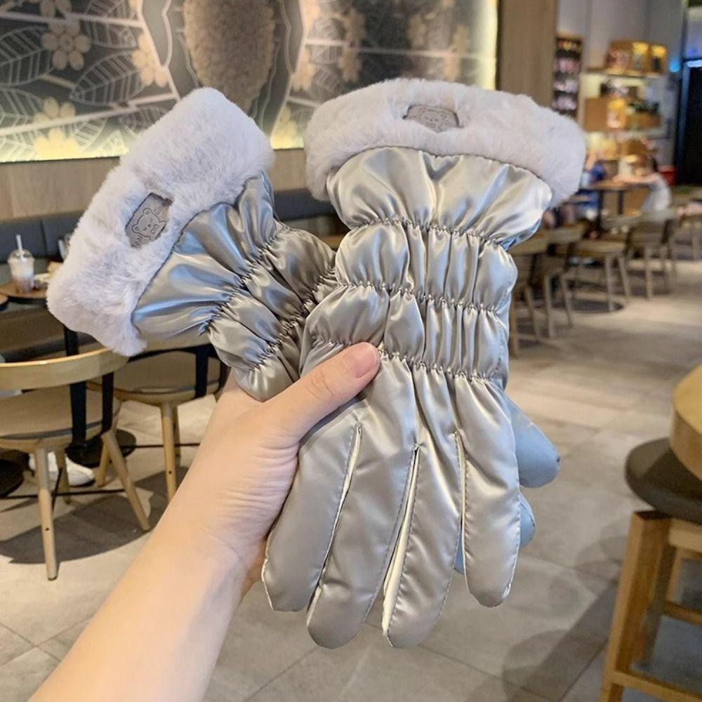 Breathable Little Bear Padded Gloves Warm Bicycle  Gloves  Women