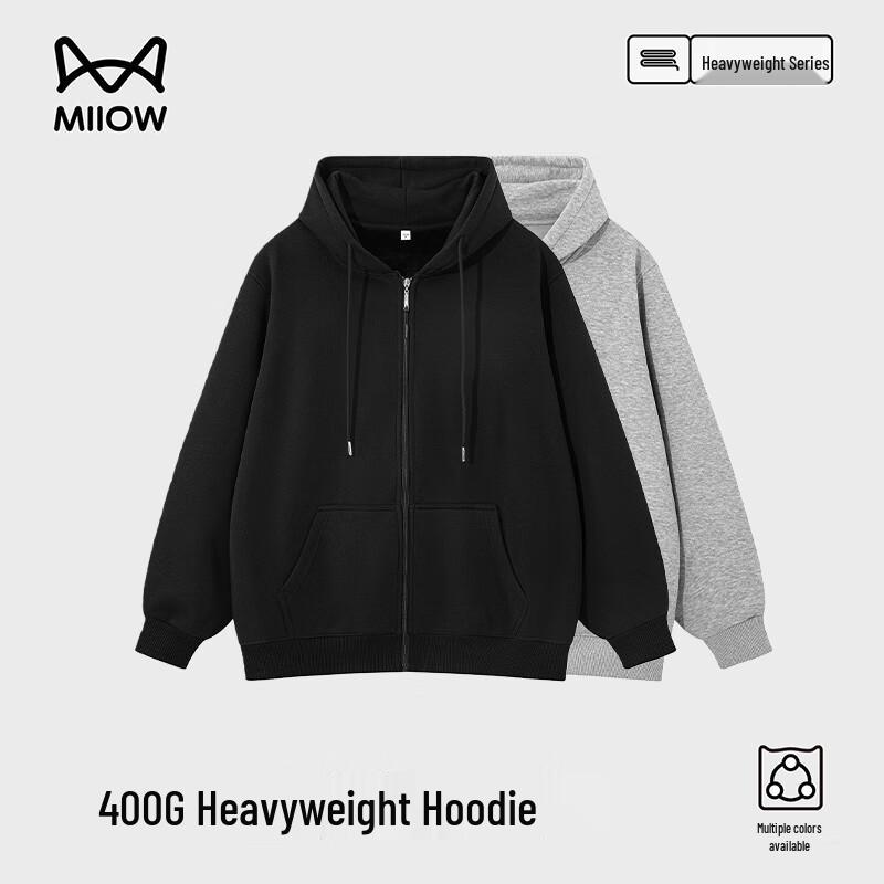 

Mao Ren Men s Solid Color Hooded Zip-Up Hoodie L