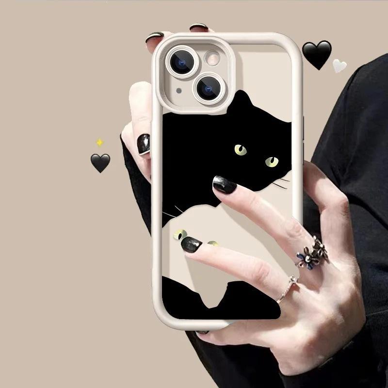 Fun Black Cat for iPhone15ProMax Mobile Phone Case Apple 14 Matte 13 Cute 12 Advanced Sense 11 Trendy