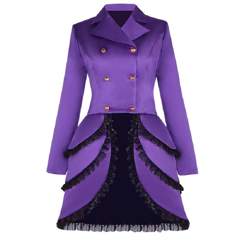 Women's Retro Gothic Lace Edge Double-breasted Medieval Renaissance Cos Stage Costume