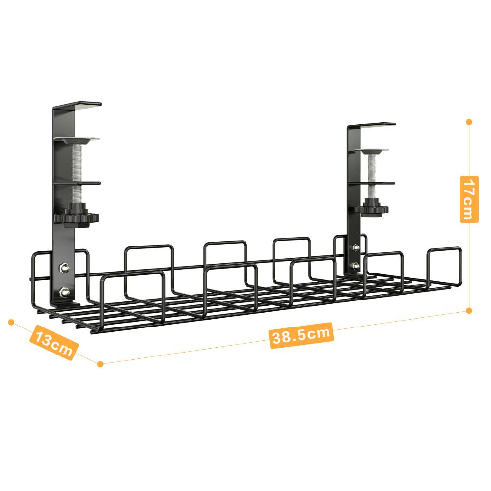 

No Punching Under Table Storage Rack Hanging Wire Management Shelf Home Storage Accessories Black-S