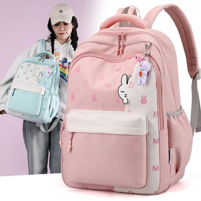 New Fashion Backpack, Light Primary School Bag, Large-capacity Printed Cute Bunny Backpack