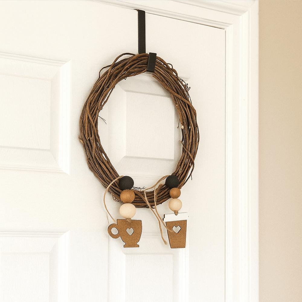 2Pcs Wooden Coffee Shop Signage Vintage DIY Hanging Decor Coffee Cup Doorplate Gift